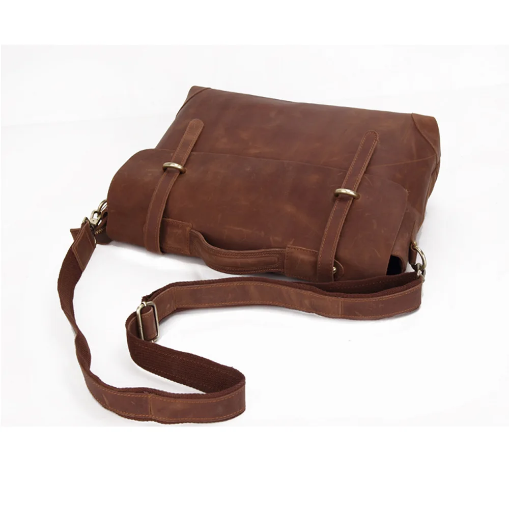 Мужской портфель из 100% натуральной кожи в стиле ретро сумка-мессенджер Крейзи