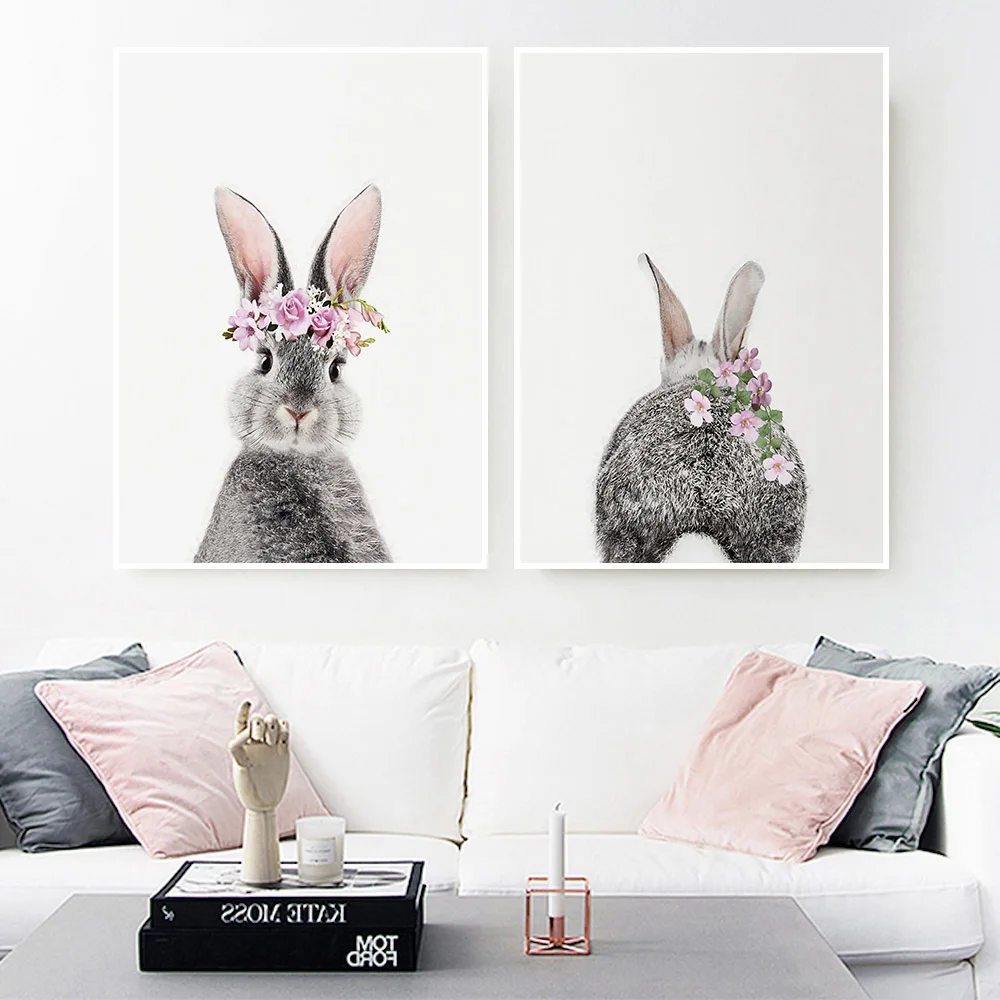 Настенная картина для детской комнаты декор спальни и девушек животное акварель