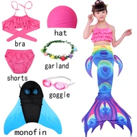 mermaid costume girls suit cosplay swimming flippers goggles cap bra anime mermaid tail
