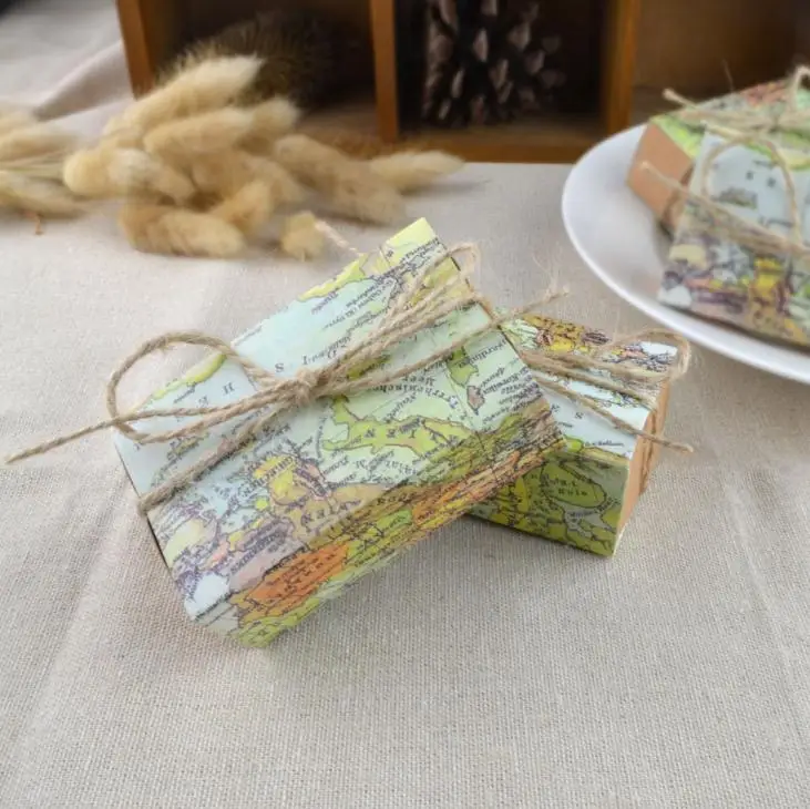 Сделай сам путешествия Карта мира коробка конфет винтажная крафт бумага