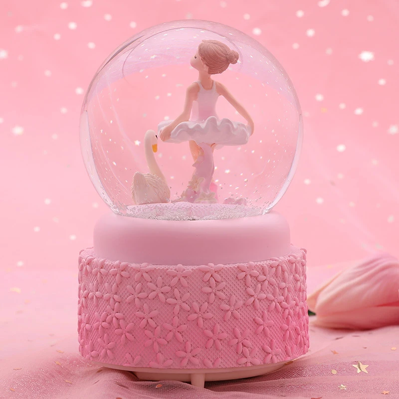 Ballet Girl 3D External Turn Crystal Ball Figurines Dancer Lady Miniature Model Music Box Wedding Decoration Craft Birthday Gift | Дом и сад
