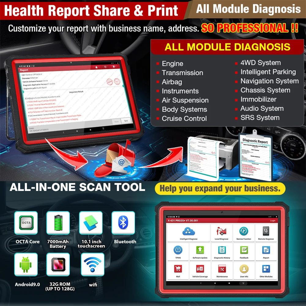 LAUNCH X431 PRO3S+ 10&quotAutomotive professional diagnostic scanner Full System OBD OBD2 Code Reader Scan tool PRO3S PLUS pk V PRO |