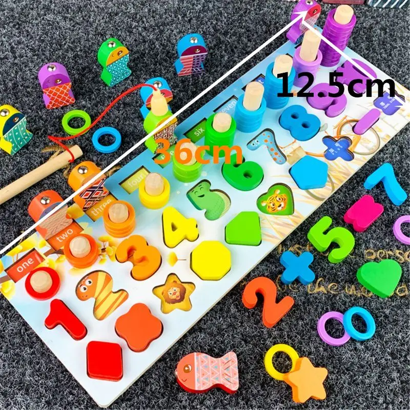 

Kids Montessori Educational Wooden Math Toys Children Busy Board Count Shape Colors Match Fishing Puzzle Learning Toys Gifts