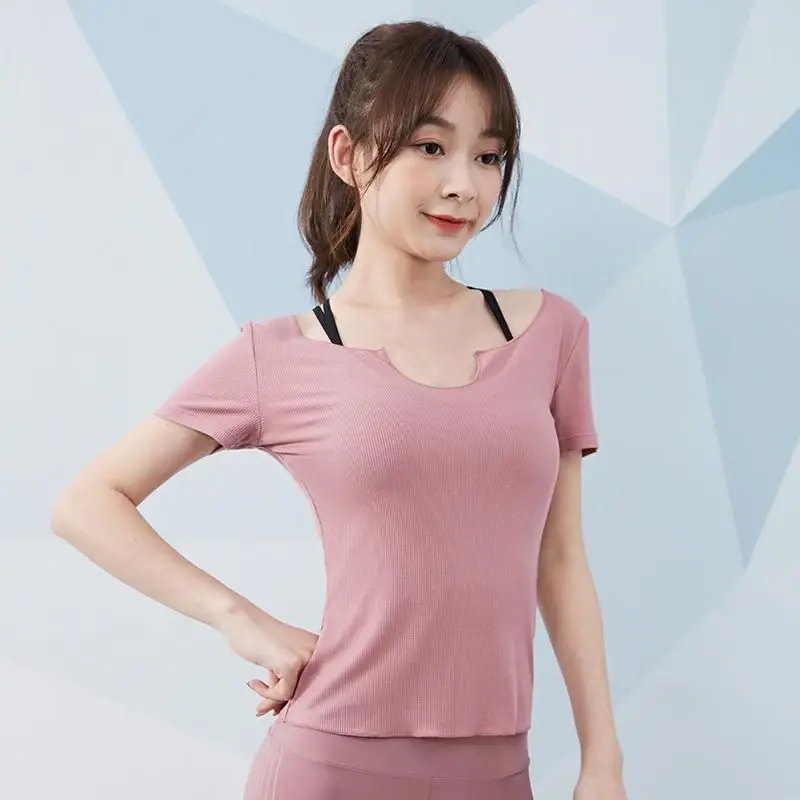 

Women's Sports Top Gym Quick-Drying Elastic Tight-Fitting Short-Sleeved Running Professional Fitness Clothes Thin Sexy Yoga Wear