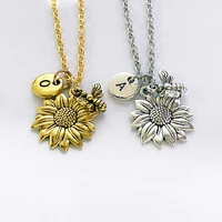 new creative design bee pendant necklace fashion gold plated silver plated sunflower chains necklaces for women girls gifts