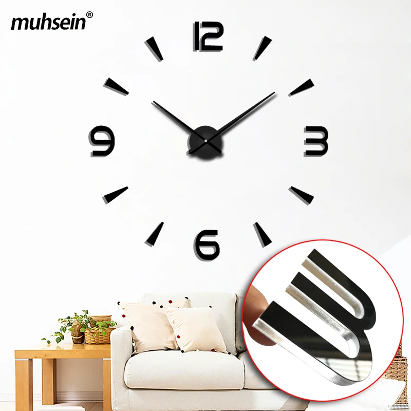 

Muhsein 3D DIY Crystal Wall Clock Home Decor Hyaline Acrylic Wall Sticker Clock Modern Design Big Watch For Living Room Bedroom