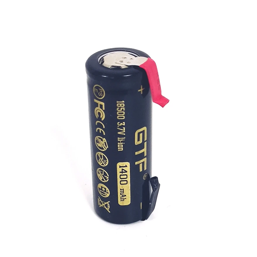 GTF 3.7V 18500 1400mAh real capacity Li-Ion Rechargeable Battery for Flashlight toy electronic product with DIY Nickel | Электроника
