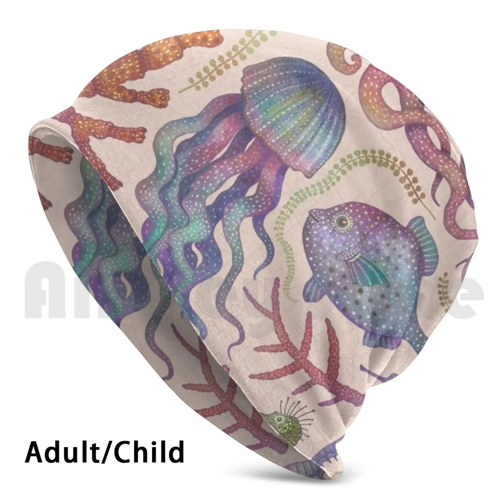

Sea Life Specimens Beanie Hedging Cap DIY Print Cushion Sea Animals Sea Creatures Natural History Illustration Art Sea