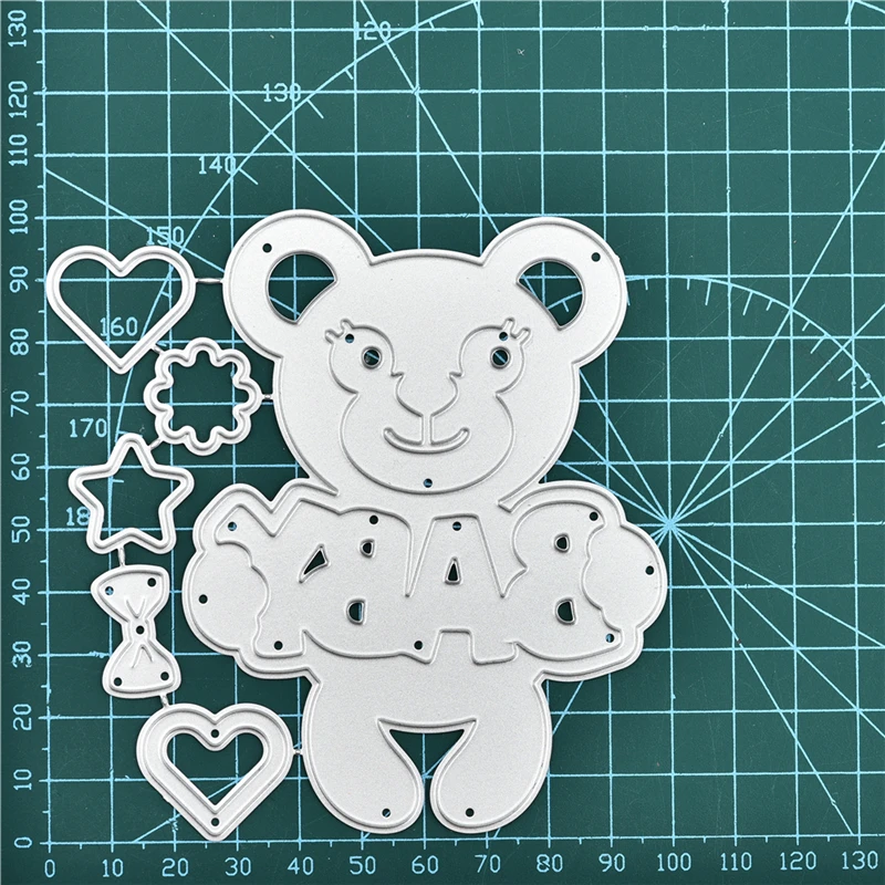 YaMinSanNiO Polar Pals Dies Bear Hugs Metal Cutting Dies and Clear Stamps for Card Making Scrapbooking Crafts Embossing Paper