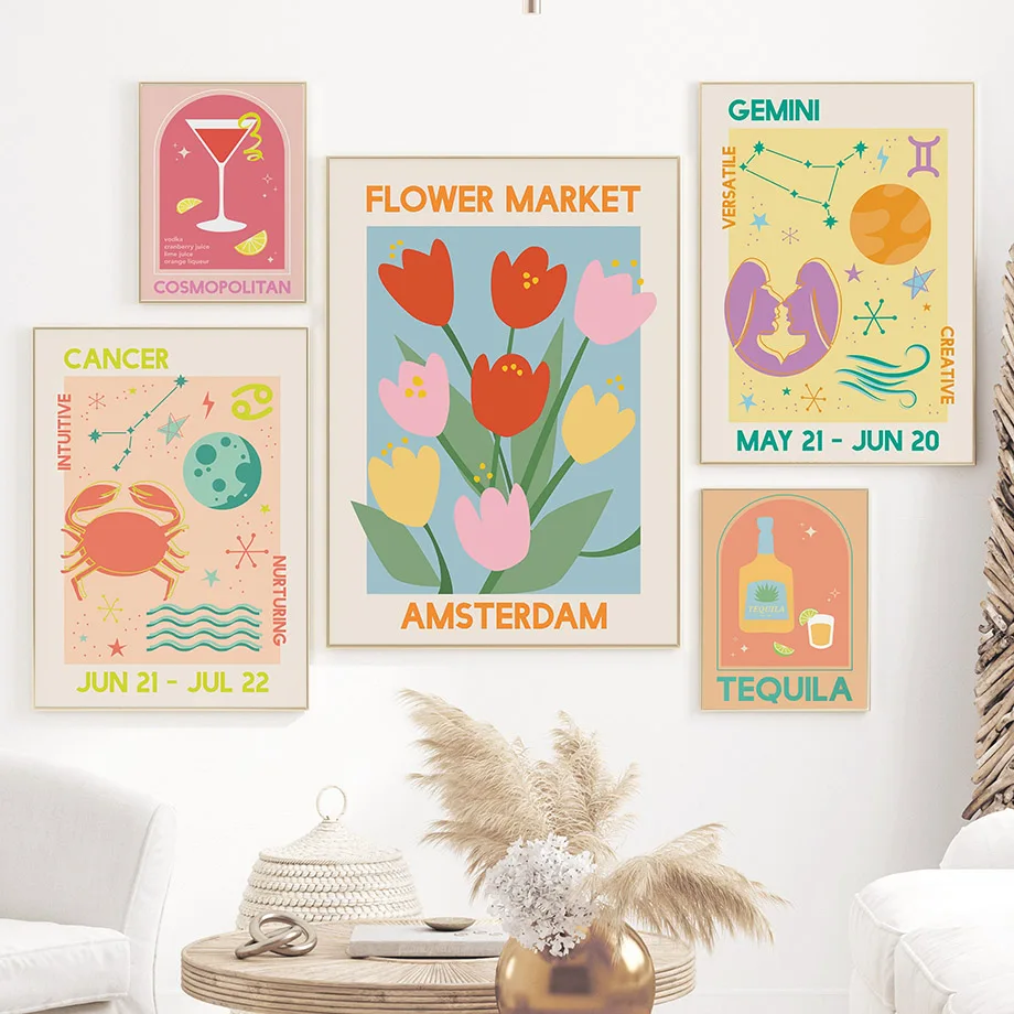 

Abstract Matisse Flower Market Cocktails And Prints Wall Art Canvas Nordic PostersPainting Wall Pictures For Living Room Decor