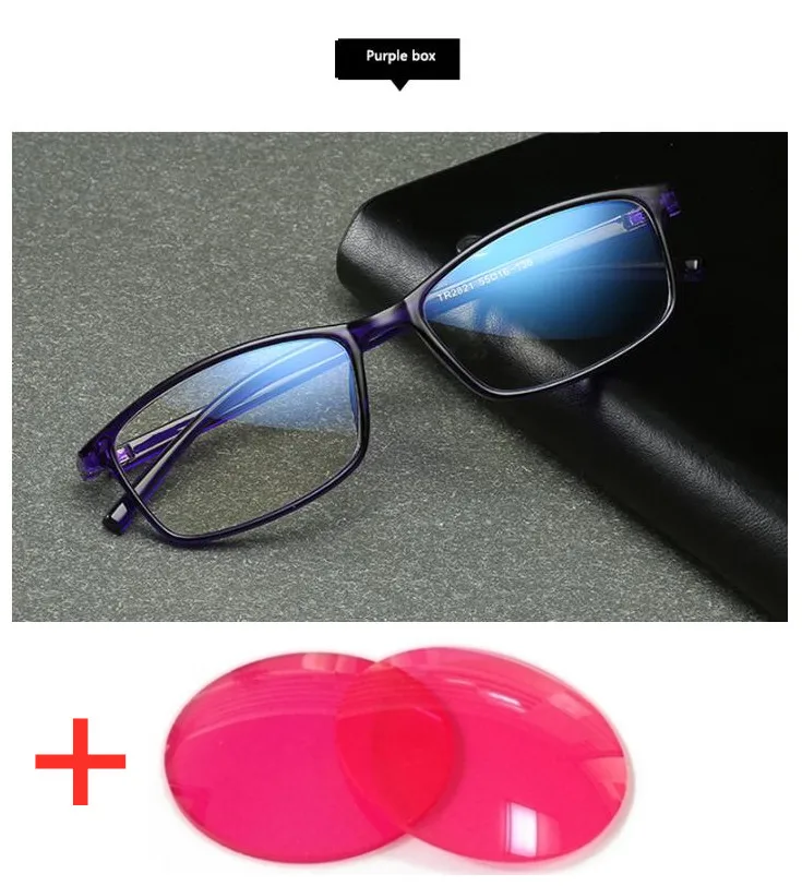 Purple frame Red GLTREE цветные очки для женщин и мужчин, красные, зеленые очки для слепоты с коробкой, водительские цветные очки G474 - Цвет линз: Purple frame Red