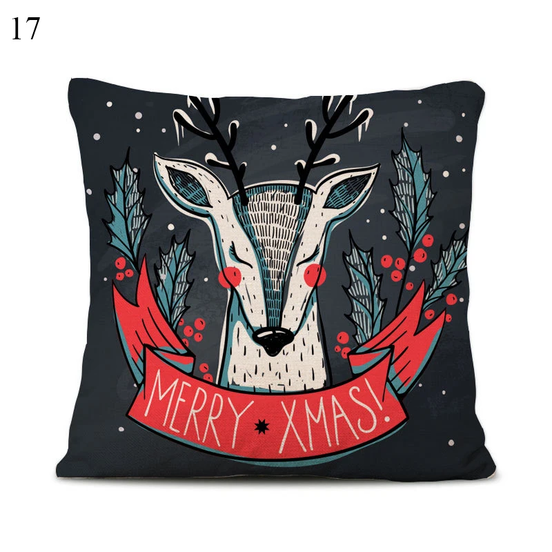 

Christmas Cushion Cover 45*45 Santa Claus Merry Christmas Printed Polyester Decorative Pillows Sofa Home Decoration Pillowcase