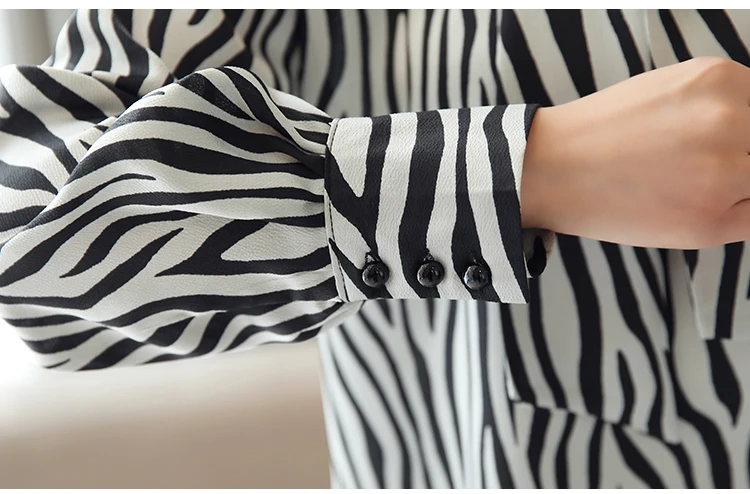 

Womens Tops And Blouses Long Sleeve Blouse Women Blusas Mujer De Moda 2021 Bow Collar Striped Chiffon Blouse Shirt Clothes C724