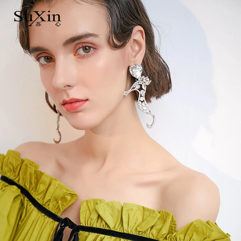 SuXin длинные женские серьги с характером формой гиппокампа Искусственные