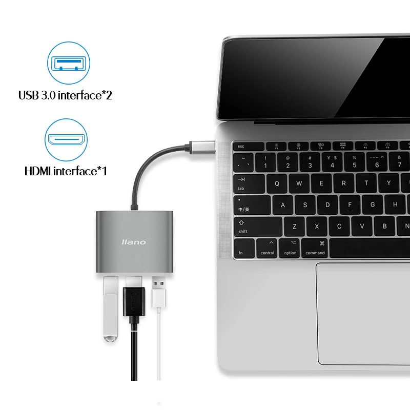 Llano USB C концентратор к HDMI адаптер для Macbook Pro/Air Thunderbolt 3 Type 4K 0 порт доставка