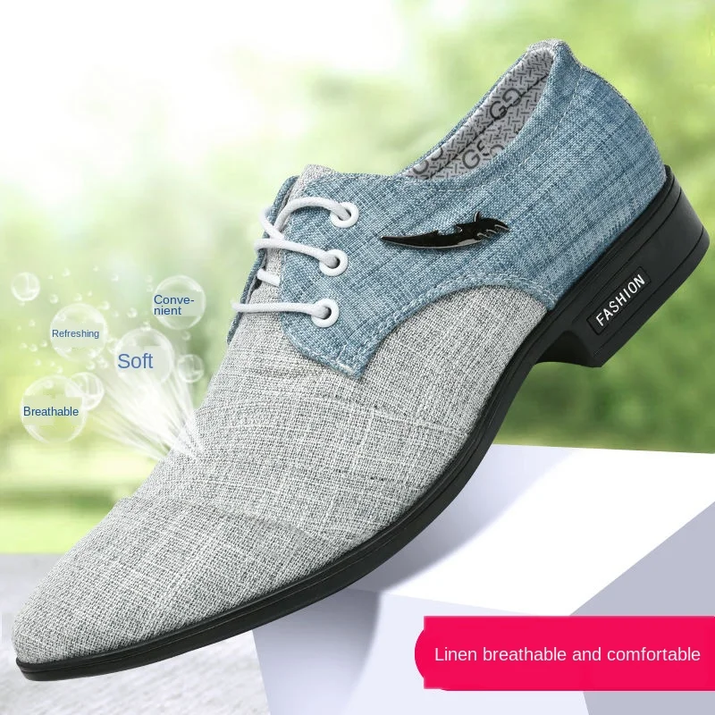 

2020 New Fashion Hemp Mens Dress Shoes Oxford For Men Zapatos Hombre Male Italy Fabric Lace-up Sapato Social Mens Formal Autumn
