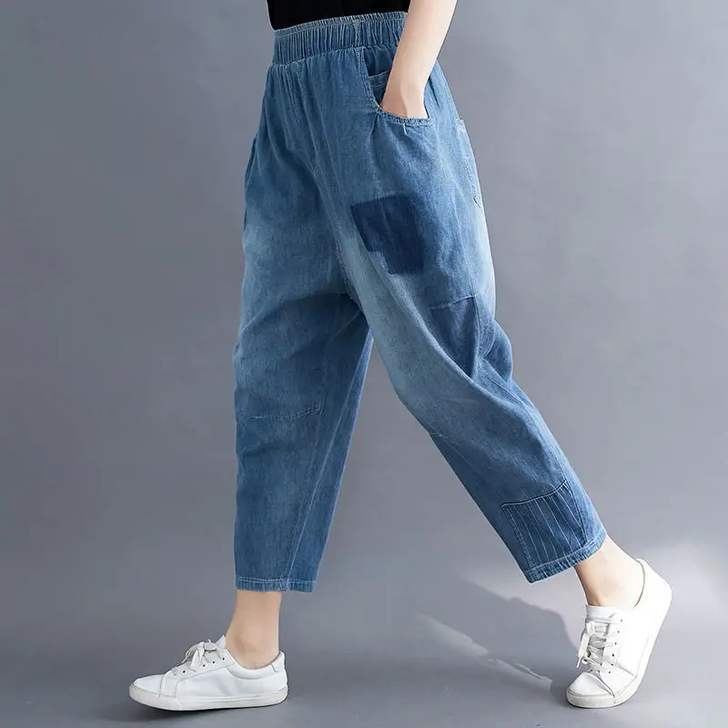 

2020 New Woman Jeans Thickening Harem Pants Female Loose Mid Waist Wide Leg Winter Fashion Causal Korean Style Trousers E333
