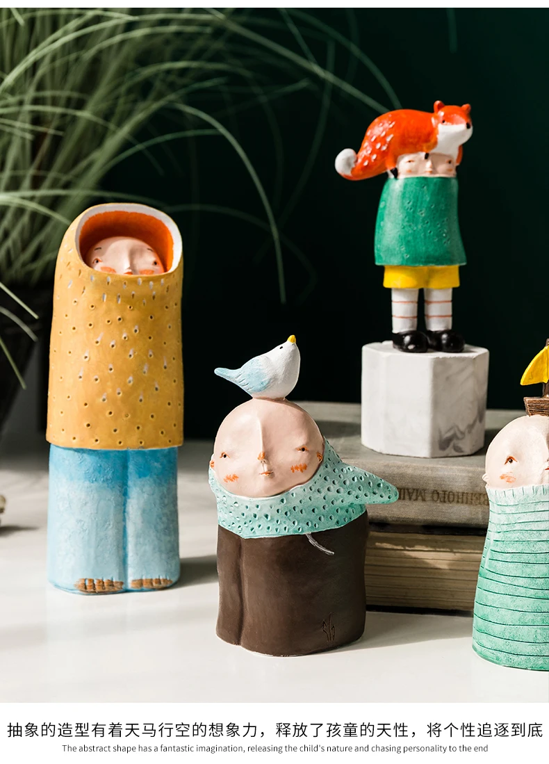 Resin Boy Home Decoration Children's Bedroom Cafe Office Personality Desktop Crafts Ornaments Children Christmas Birthday Gift