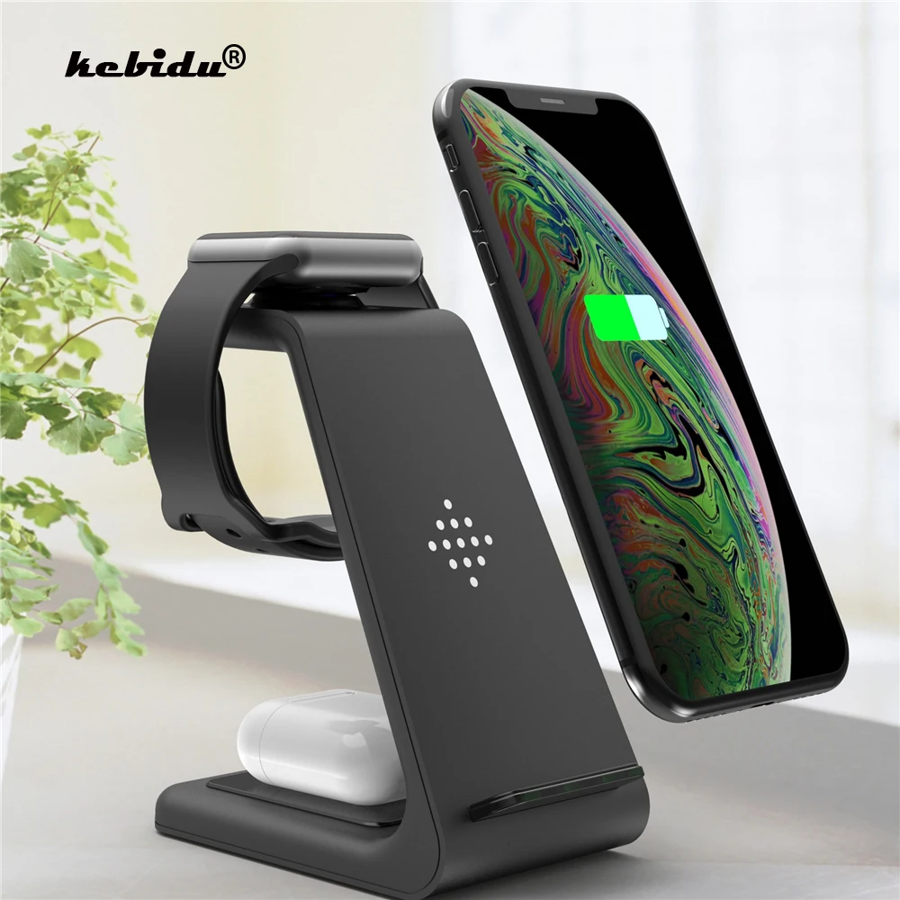 

Беспроводная зарядная подставка QI 3 в 1 10 Вт для Iphone 11/XS/X/Airpods pro/Iwatch 5/4 Быстрая зарядка для Samsung S10/Bud/Watch Новинка