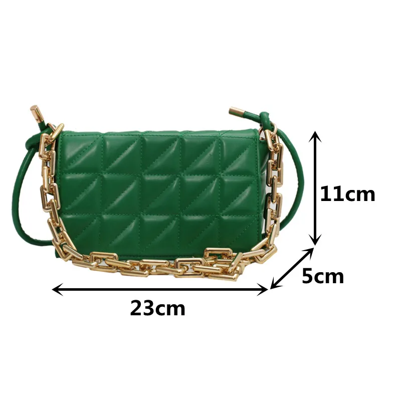 

Thick Chain Clutch Tote Bags for Women 2021 Quilted Shoulder Bag Soft Pu Leather Underarm Bag Lady Small Flap Crossbody Handbag