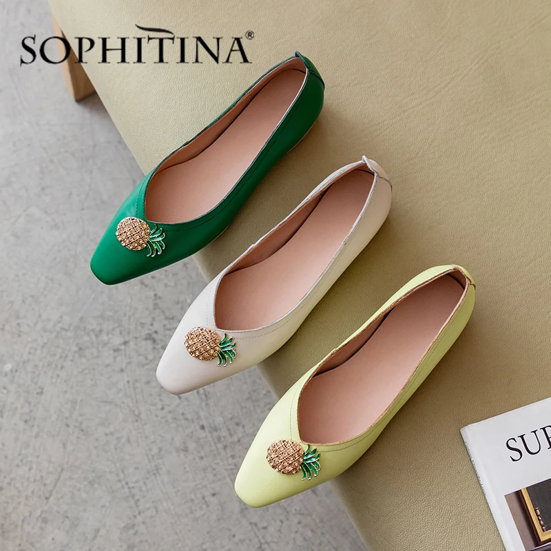 SOPHITINA/женские туфли лодочки Лоферы с милым квадратным носком и металлическим