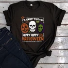 Футболки с рисунком на Хэллоуин, летние футболки в стиле Харадзюку, топы из фильма ужасов на Хэллоуин, винтажная одежда с тыквами, 2021