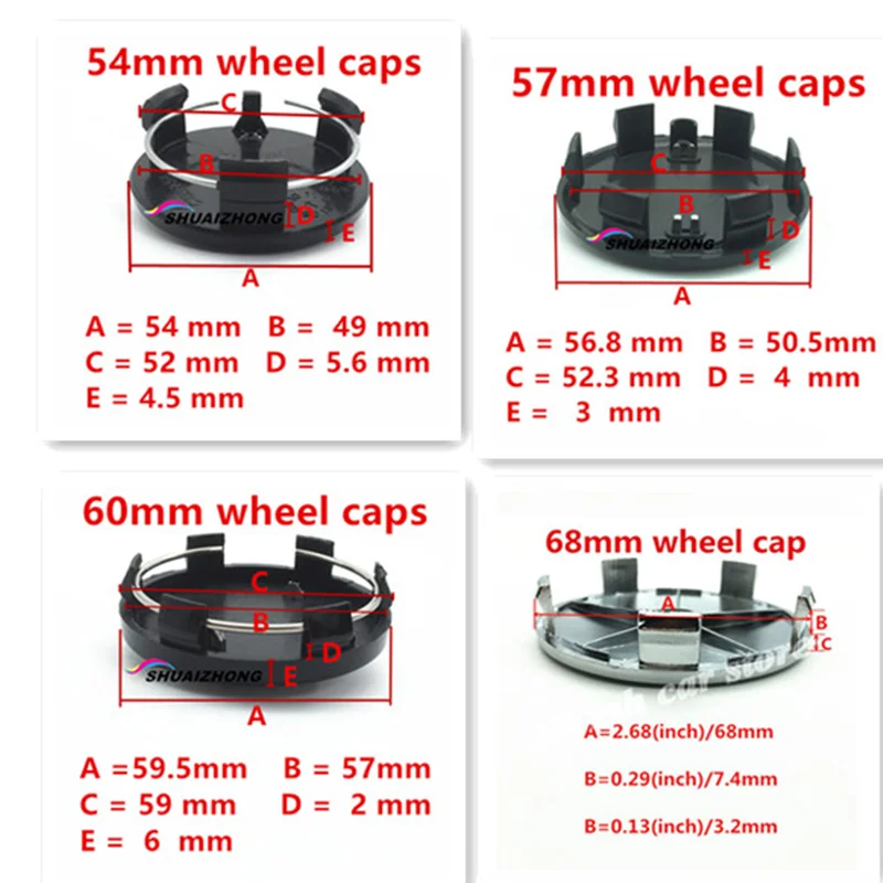 Колпачки для колеса Renault Центральная втулка автомобиля 4 шт. 54 мм 57 60 68 мм|Эмблемы| |