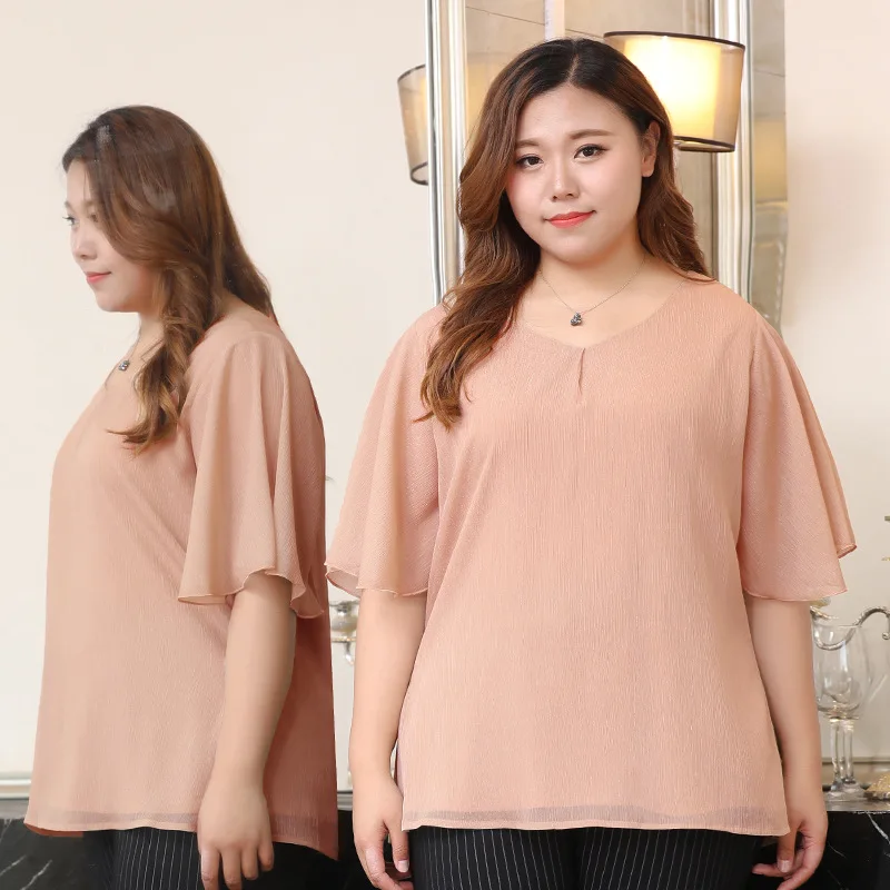 TUHAO размера плюс 10XL 8XL 6XL женские шифоновые блузки топы летние блузы с коротким
