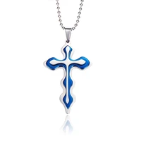 cross necklace fashion item blue and white color cross shape pendant couples with the same style give boyfriend birthday gifts