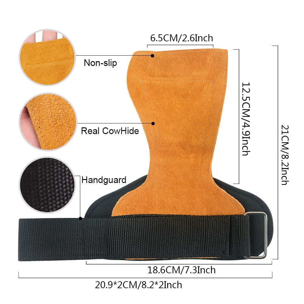 

1Pair Indoor Fitness Cowhide Fitness Grips Weight Lifting Gloves Heavy Duty Straps Alternative for Wrist Wraps Support Yellow