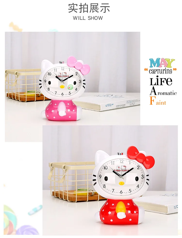 Hello kitty говорящий будильник KT Cat милый полный корпус форма будильник