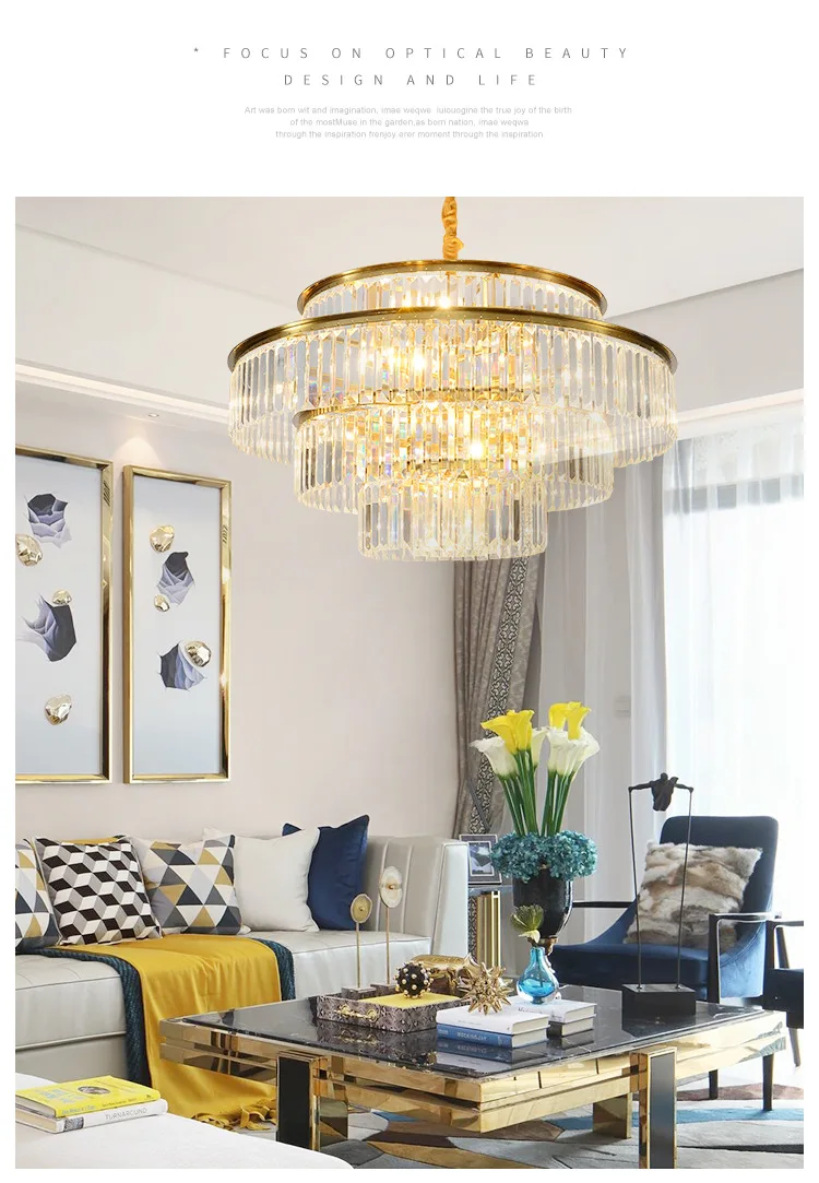 

Postmodern light luxury living room crystal luxury villa restaurant Nordic minimalist European style bedroom chandelier