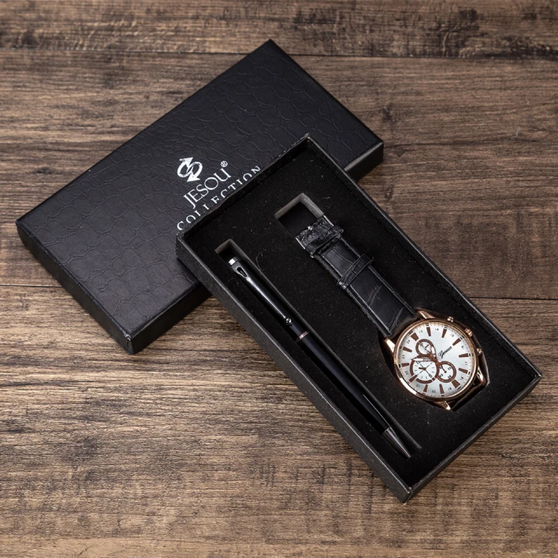Часы и шариковая ручка мужские, Стильные повседневные люксовые наручные, подарок отцу на день рождения от AliExpress WW