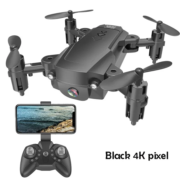 Дешевый складной мини-Дрон 4K HD широкоугольная камера антенна Wi-Fi fpv Квадрокоптер высота удерживает длительный срок службы батареи RC вертолет игрушки - Цвет: 4K HD black