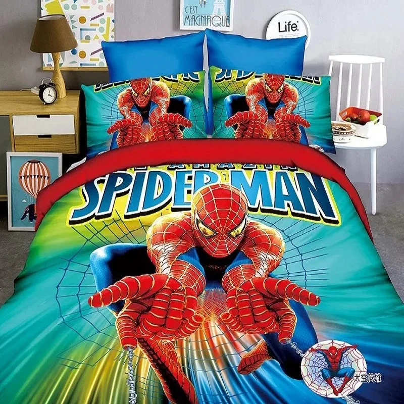 

Disney Bedding Sets Cartoon Mc Queen Car Spider man Duvet Cover Pillowcase Children Boys Birthday Gift 1.0m 1.2m Bed