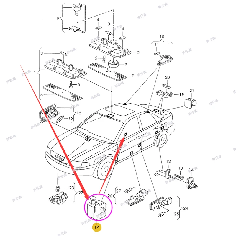 Открывающийся дверной индукционный переключатель 1H0 947 561 A для Audi A6 C5 A4 B6 B7