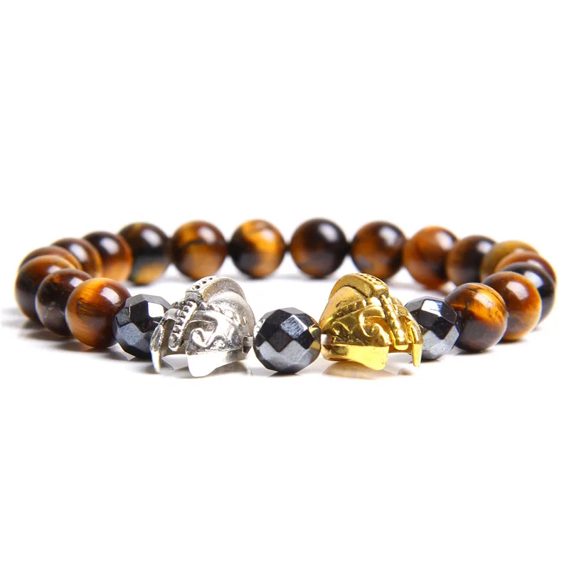 Высококачественный натуральный Королевский синий браслет с бусинами тигровый