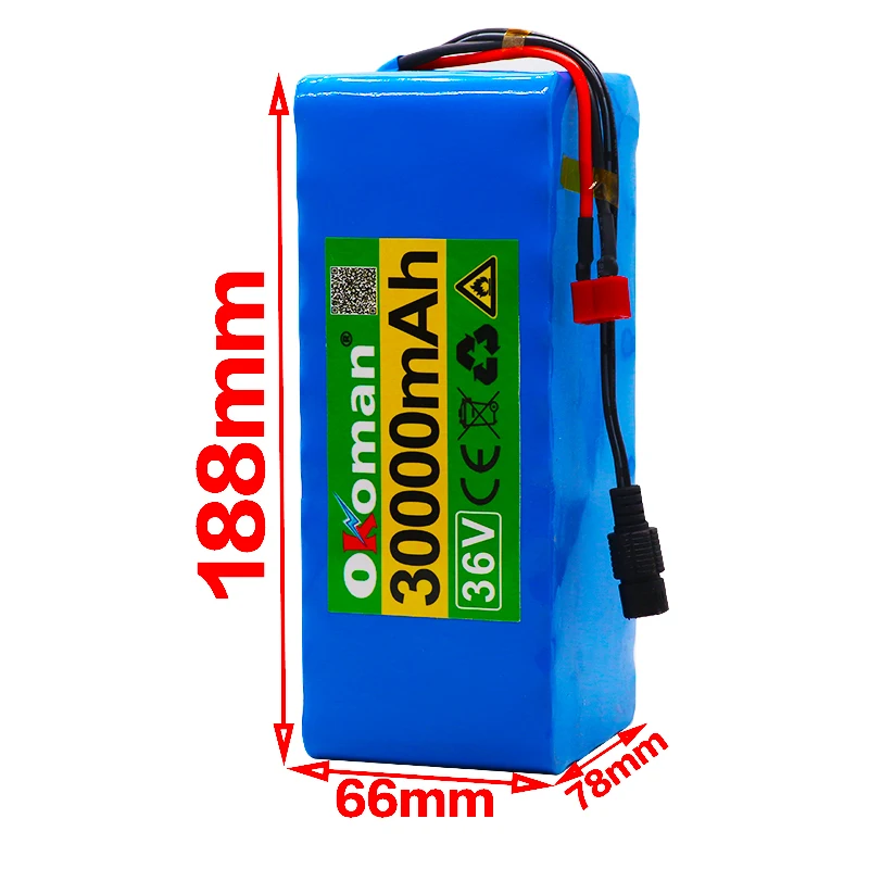 Е-байка 36В 10S4P 30Ah 600W высокая мощность и емкость 42V18650 ионно-литиевая