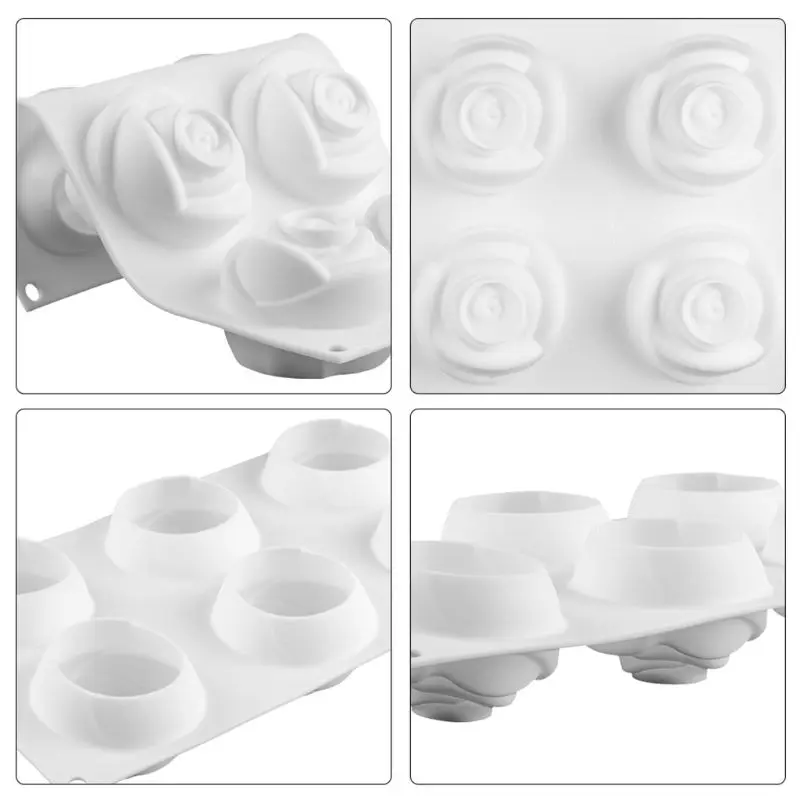 

H051 Rose 6 Cupcake Backing Mold Muffin pan Soap Silicone Molds Chocolate Mould