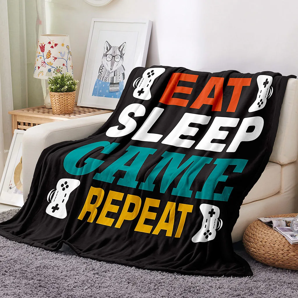 Eat Sleep Game Repeat Pad Control Printed Blanket Mat Bedspread Soft Fleece Throw Sofa Winter Cosplay | Дом и сад