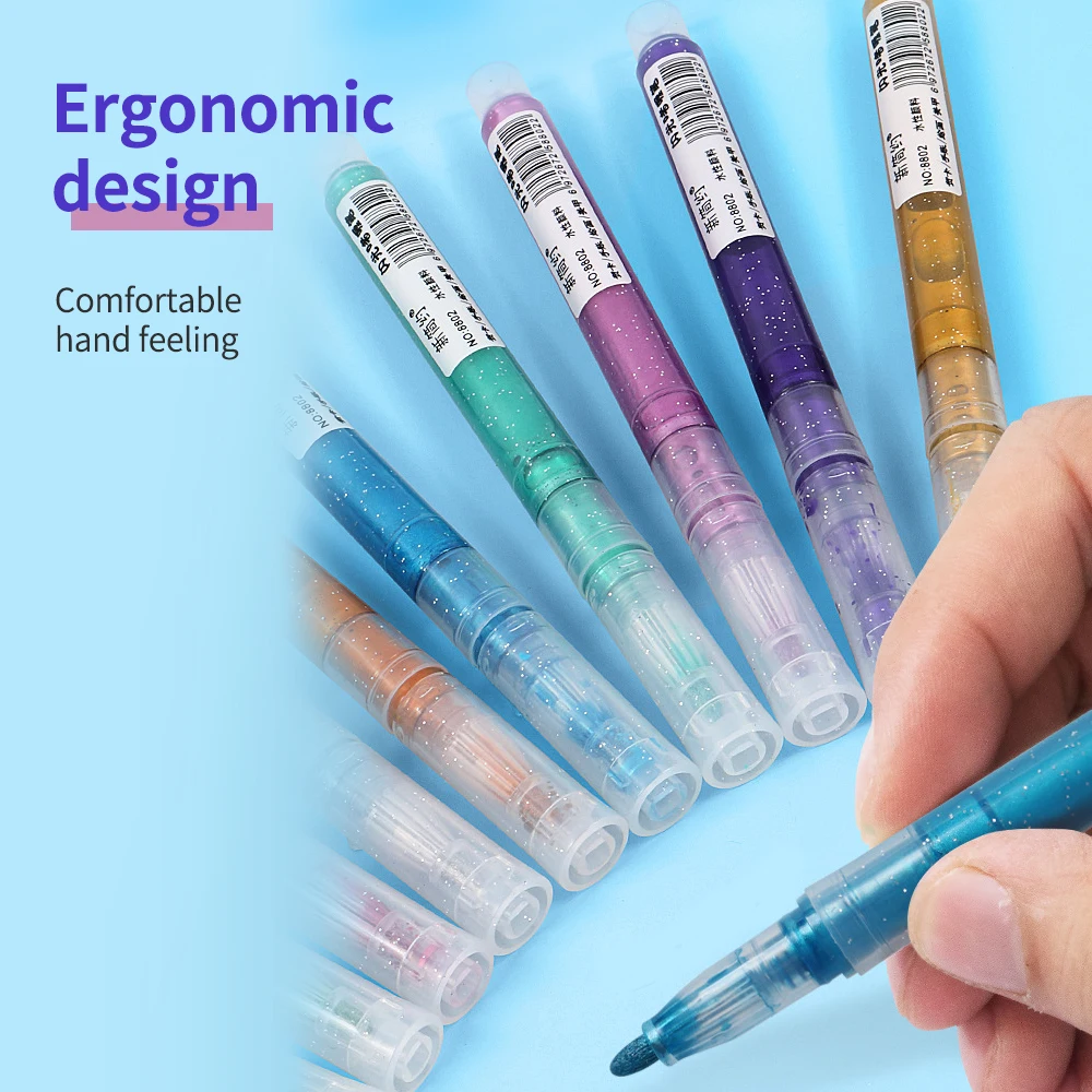 Набор металлических фломастеров 8 цветов ручки для рисования на черной бумаге