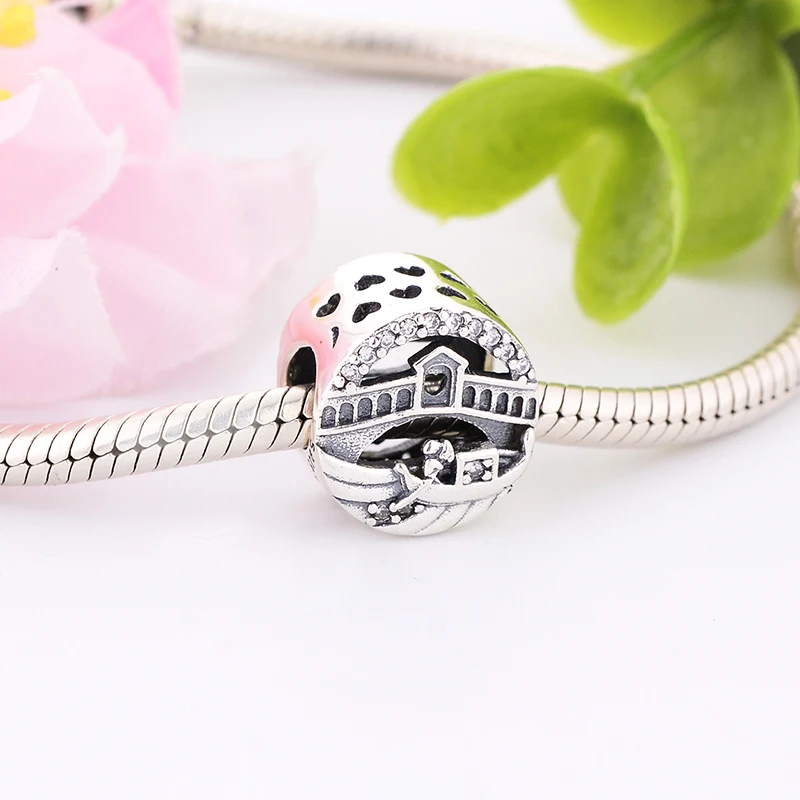 

100% Real 925 Sterling Silver Venice Rialto Bridge Openwork Charms Beads Fit Original Europe Bracelets Women DIY Jewelry