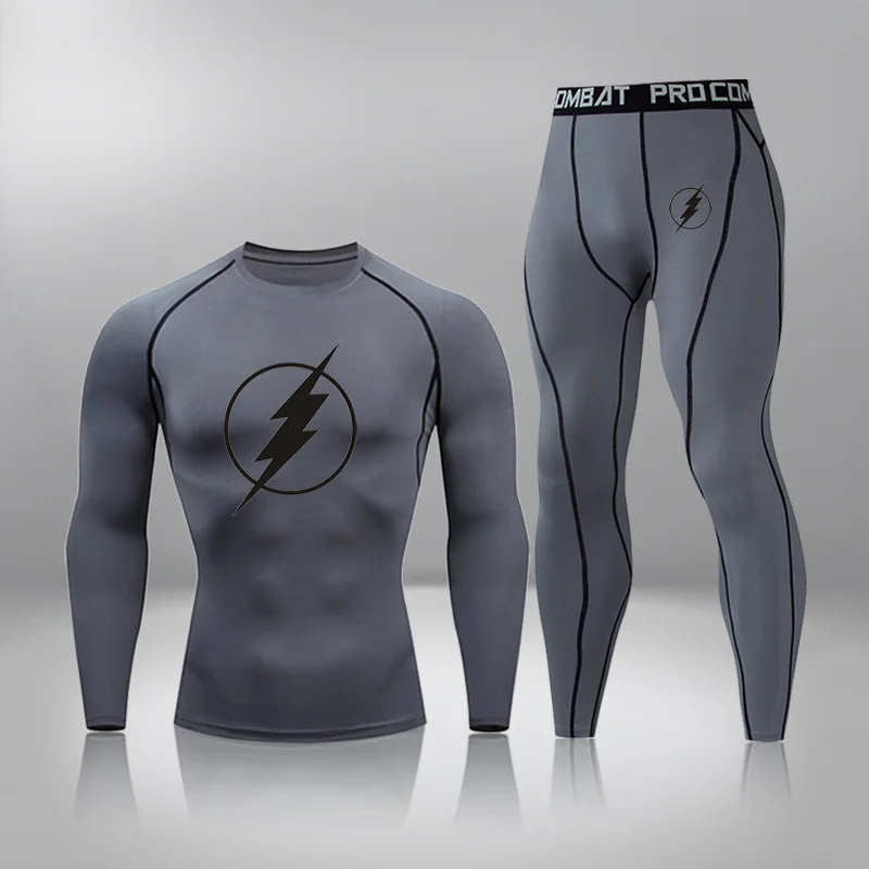 

Fitness Training Kit Thermal Underwear LeggingsMen's Sports Suit MMA Rash Guard Mens Quick Drying Sportswear Compression