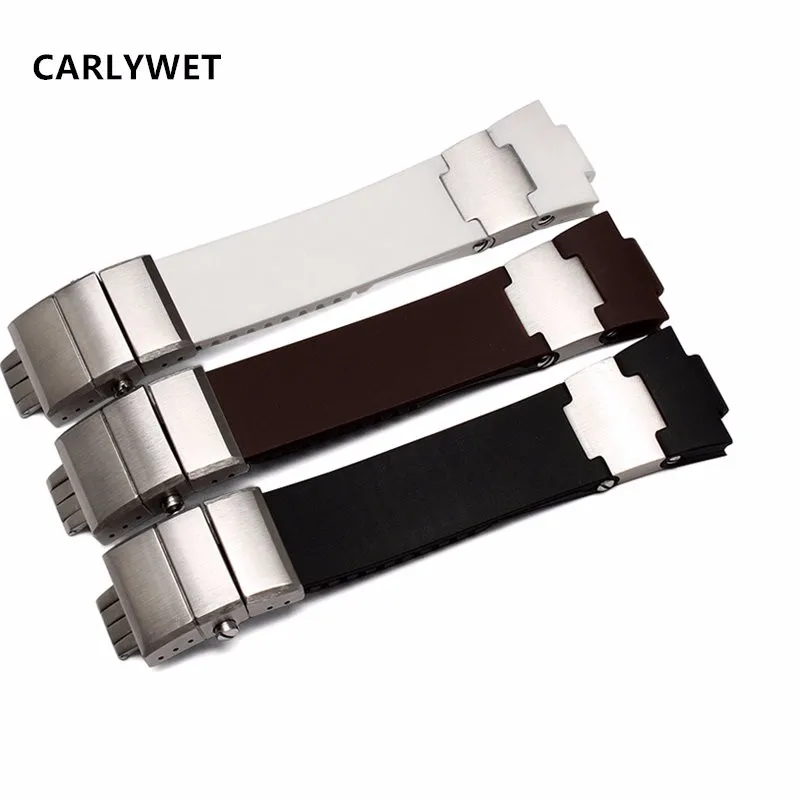Ремешок для часов CARLYWET 25 мм x 12 (Пряжка 20 мм) черный коричневый белый
