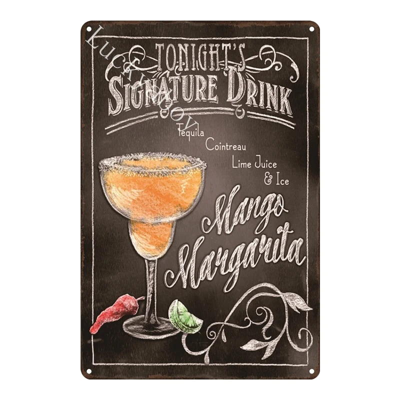 [Luckyaboy]Martini Mojito Cocktail Vintage Tin Signs Wall Plaque Custom Metal Painting Antique Gift home bar Pub Decor AL035