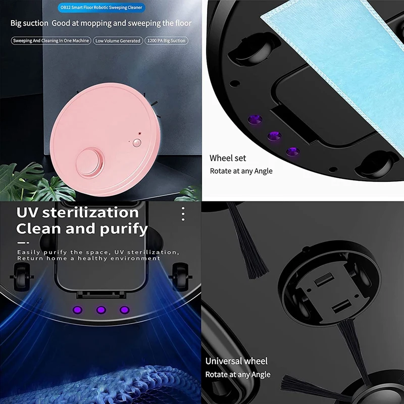 

Robot Vacuum Cleaner,Robot Vacuum Cleaner with Strong 1200Pa Max Suction Mode,USB Charging,Sweeping Smart Vacuum Cleaner