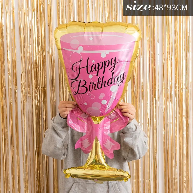Big pink wine glass 18-ой футбол вечерние воздушные шары Золотая Корона шампанское виски фольга шары с днем рождения украшения для взрослых шар Декор - Цвет: Big pink wine glass