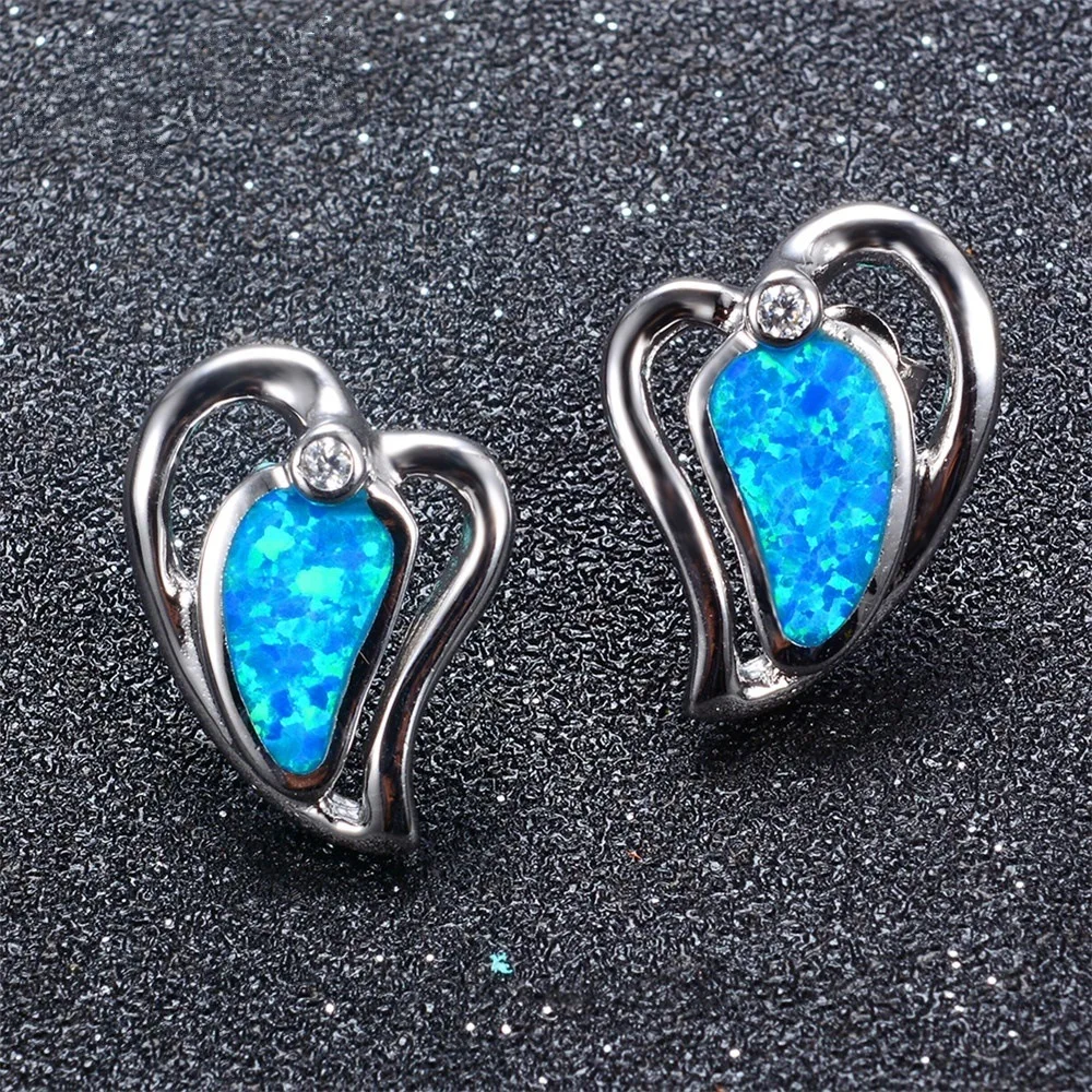 

HOT Selling Romantic Elegant Heart Shaped Blue Earrings Fashion Women Wedding Engagement Birthday Party Jewelry Gifts