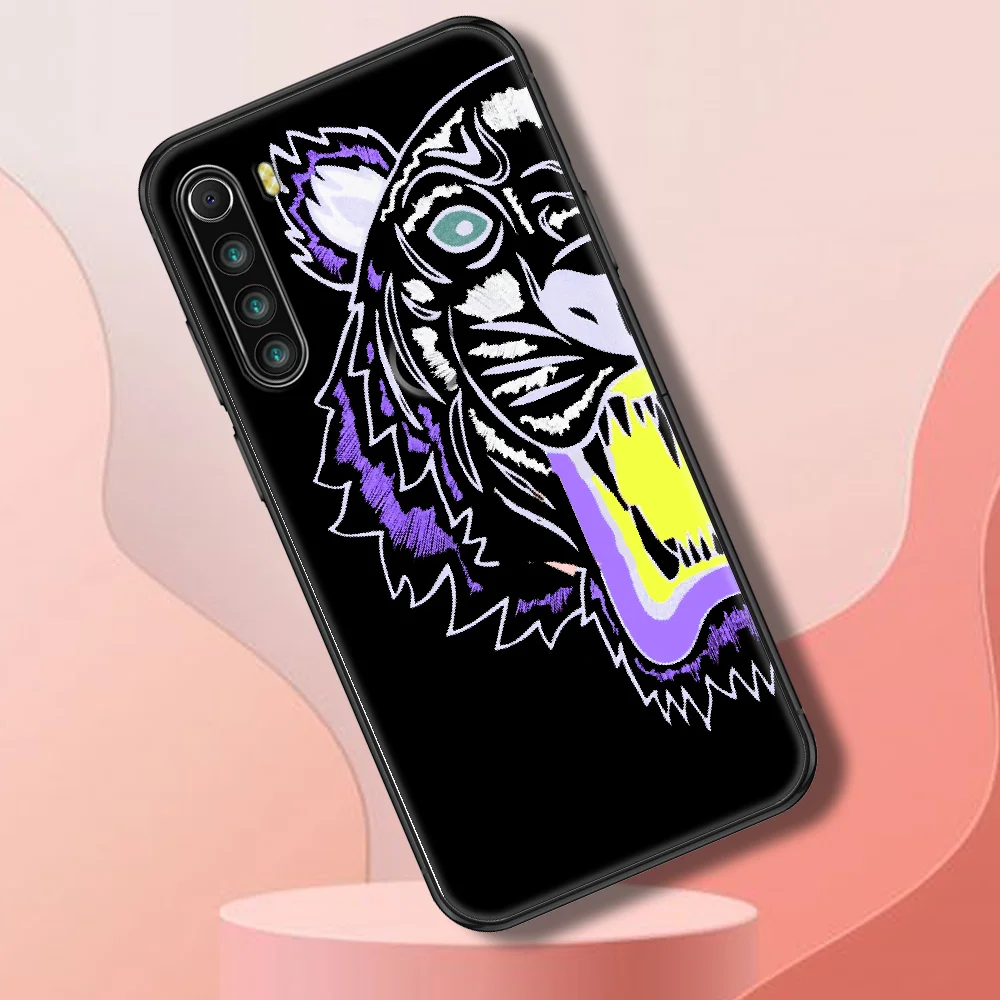 

Fashion Tiger brand Luxury Phone case For Xiaomi Redmi Note 7 7A 8 8T 9 9A 9S 10 K30 Pro Ultra black silicone waterproof 3D