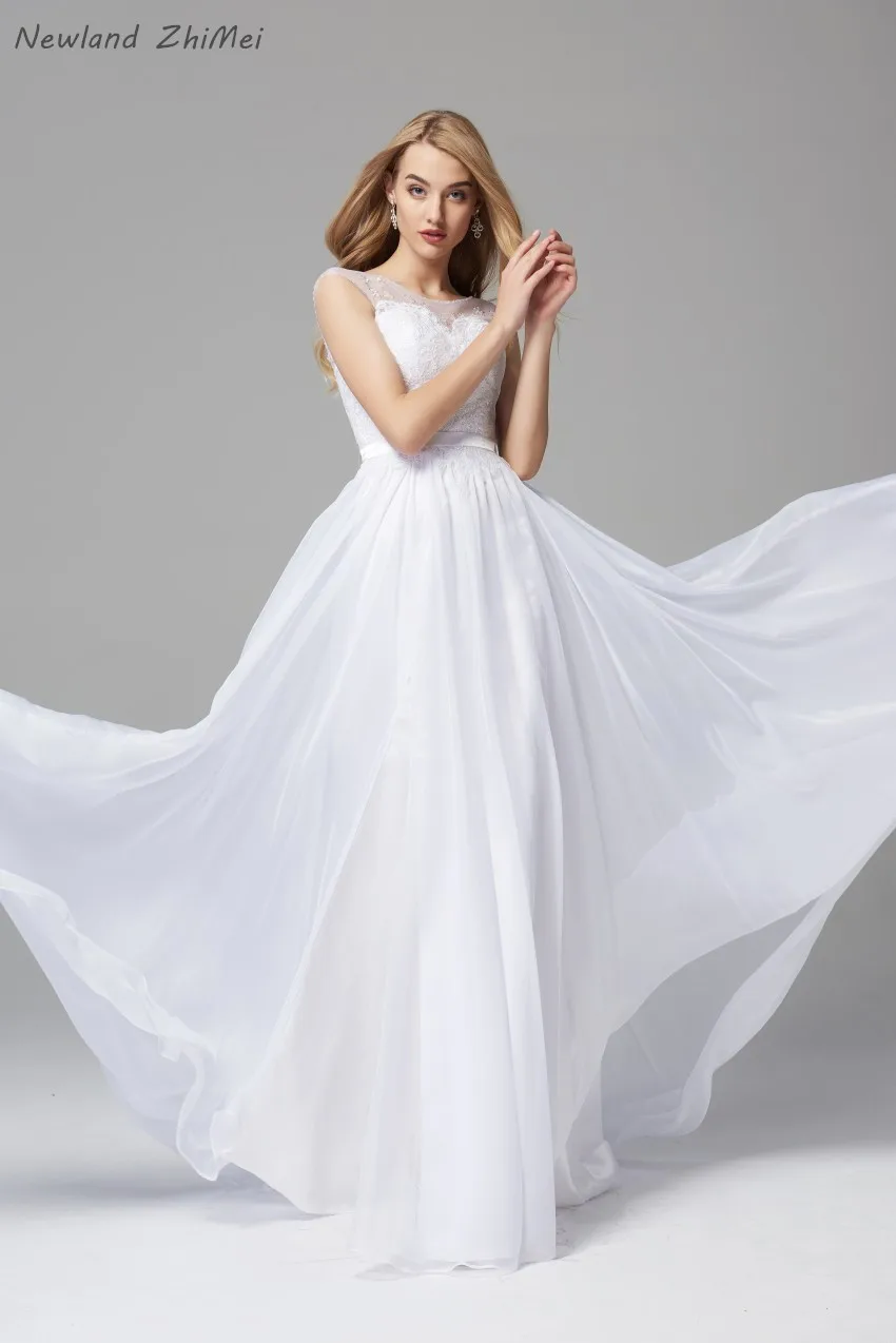 Vintage Boho Wedding Dresses Elegant Sexy Front Side Slit A Line Long Backless Chiffon Bride Dress robe de mariee